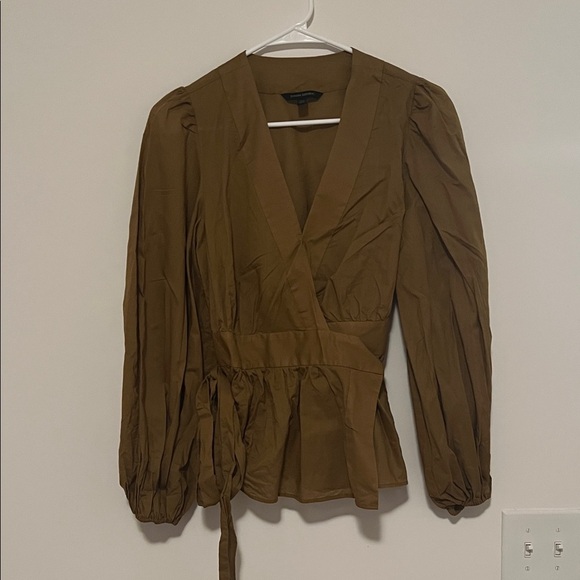 Banana Republic 100% Cotton Mocha Wrap Blouse Size XS - Picture 1 of 7